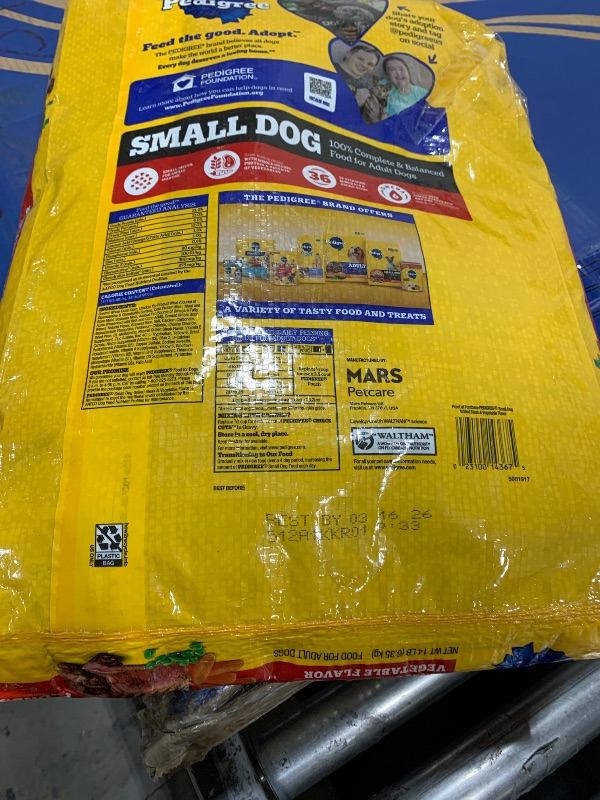 Photo 1 of EXP: 03/16/2026 - Pedigree Complete Nutrition Adult Small Dog Dry Dog Food, Grilled Steak and Vegetable Flavor, 14 lb. Bag