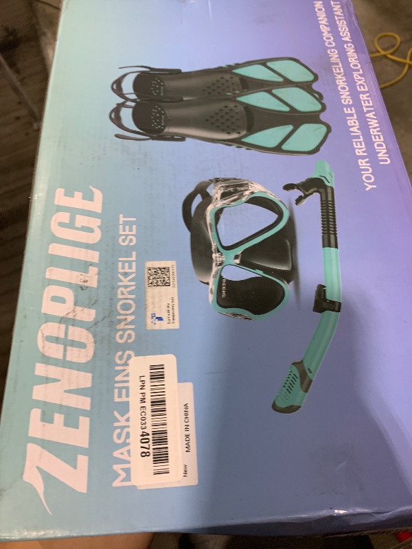Photo 1 of Zenoplige Mask Fins Snorkel Set, Snorkeling Gear for Adults, Panoramic View Snorkel Mask Anti-Fog, Adjustable Dive Flippers, Dry Top Snorkel and Travel Bag, Scuba Gear for Swimming Snorkeling Diving