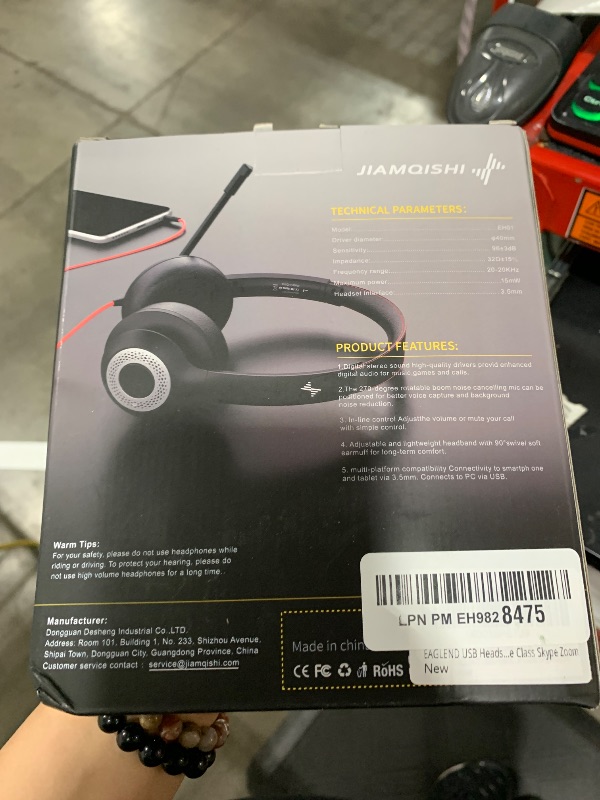 Photo 1 of JIAMQISHI USB Headset with Mic for PC, On-Ear Computer Laptop Headphones with Noise Cancelling Microphone in-line Control for Home Office Online Class Skype Zoom (USB+3.5mm, Black)