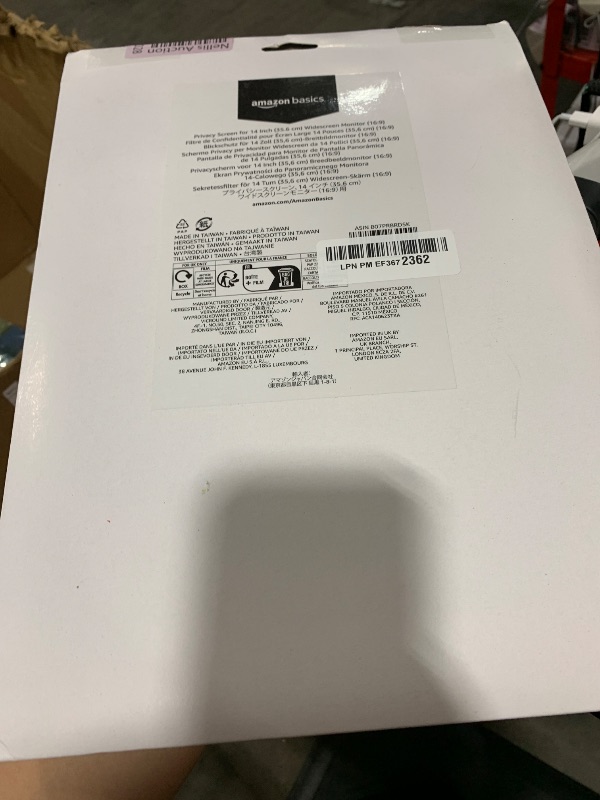 Photo 1 of Amazon Basics Privacy Screen Filter - 14 Inch 16:9 Widescreen Monitor, Anti Glare & Blue Light Filter (14 inch (16:9), 12.2" x 6.87")