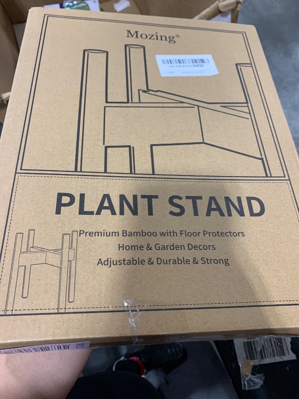 Photo 1 of Mozing Bamboo Plant Stand Adjustable Height - Telescopic 3-Tier Natural Wood Plant Shelf for Indoor Potted Plants, Eco Friendly Space Saving Corner Stand (Max 30lb)
