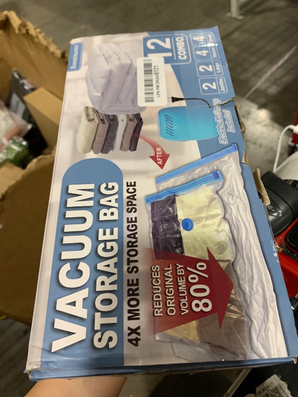 Photo 1 of Vacuum Storage Bags with Electric Pump, 12 Combo (2Jumbo/2Large/4Medium/4Small) Space Saver Bags Vacuum Seal Bags with Pump, Space Bags, Vacuum Sealer Bags for Clothes, Comforters, Blankets, Bedding