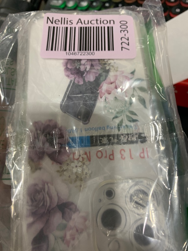 Photo 1 of DEFBSC Soft Case Compatible with iPhone 13 Pro Max, Clear Floral Flower Pattern Print Design Flexible TPU Shockproof Cover for Women Girls,Flower Protective Phone Case, Purple Peony