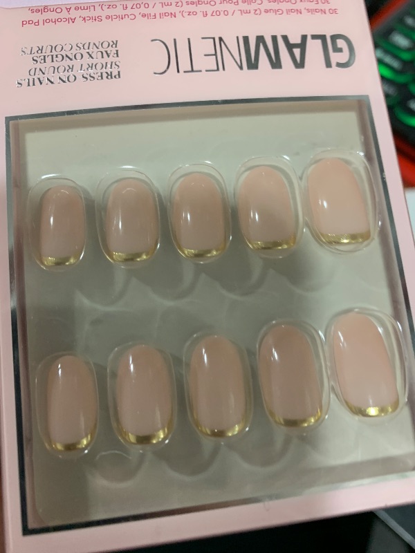 Photo 1 of Glamnetic Press On Nails - Goal Digger | Glossy, Semi-Transparent, Short Round Nails, Reusable | 12 Sizes - 30 Nail Kit with Glue