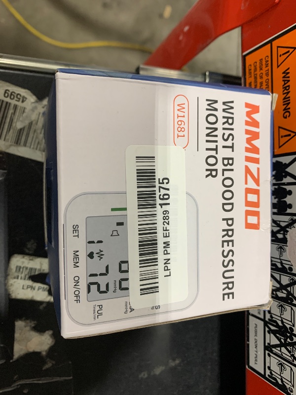Photo 1 of MMIZOO Wrist Blood Pressure Monitor Large LCD Display BP Machine Adjustable Cuff 5.31-7.68 inch Automatic 99x2 Sets Memory with Carrying Case for Home Use (W1681)