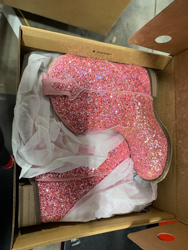 Photo 1 of Motasha Toddler Girls Cowgirl Boots Pink Cowboy Boot for Kids Western Ankle Boys Cowgirl Boot Size 10 Horse Riding Shoes Birthday Party Wedding (M7111 Sequin Pink 10)
