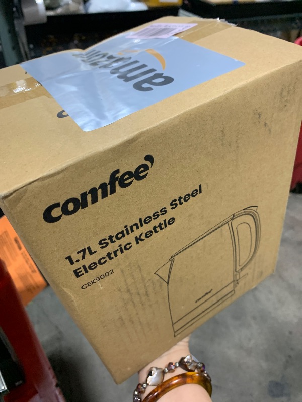 Photo 1 of COMFEE' 1.7L Stainless Steel Electric Tea Kettle, BPA-Free Hot Water Kettle Electric with LED Light, Auto Shut-Off and Boil-Dry Protection, 1500W Fast Boil Electric Kettle