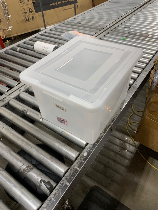 Photo 1 of IRIS USA File Box, Plastic File Boxes With Lids, Document Organizer for Letter/Legal File, Document Box, Storage Bin For Hanging Files, Secure Latching Lid Stackable BPA-Free, Clear 35 Qt. 1 Pack