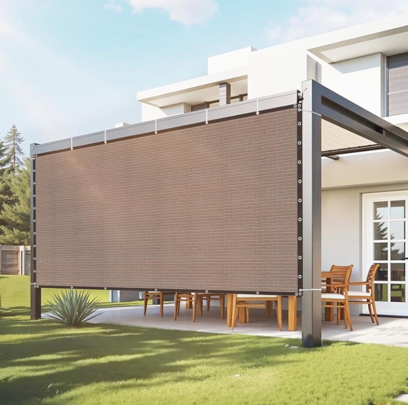 Photo 1 of VEVOR 90% Sun Shade Cloth, 10 x 12 ft Pergola Shade Cover with Stainless Steel Grommets, Sun Shades Canopy Privacy Screen with 140 GSM HDPE Material, for Outdoor, Patio, Garden, and Backyard (Brown)