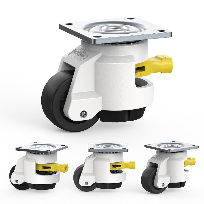 Photo 1 of HOLKIE Leveling Casters with Ratchet Handle Design Total Capacity 2200 Lbs Heavy Duty Industrial Casters Set of 4 with Adjustable Leveling Pads (TD60)
