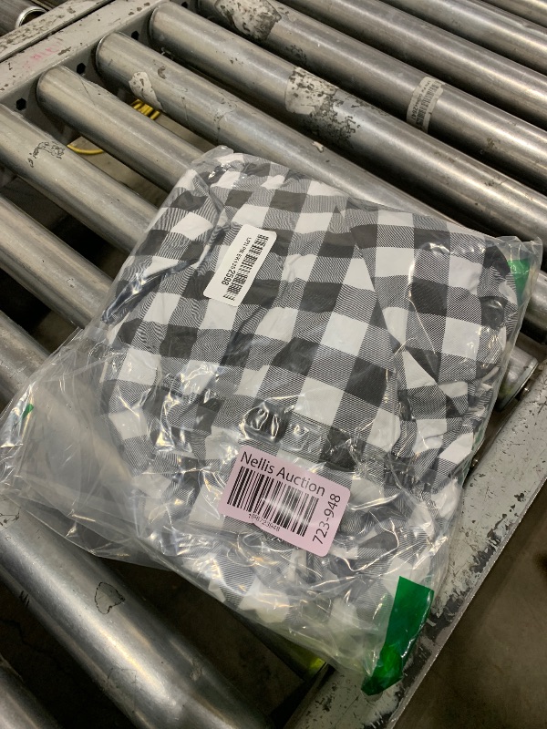 Photo 1 of Sorfey Vinyl Umbrella Rectangle Fitted Tablecloth Cover, Checkered Design, Flannel Backed Lining 30x60 Inch, Black