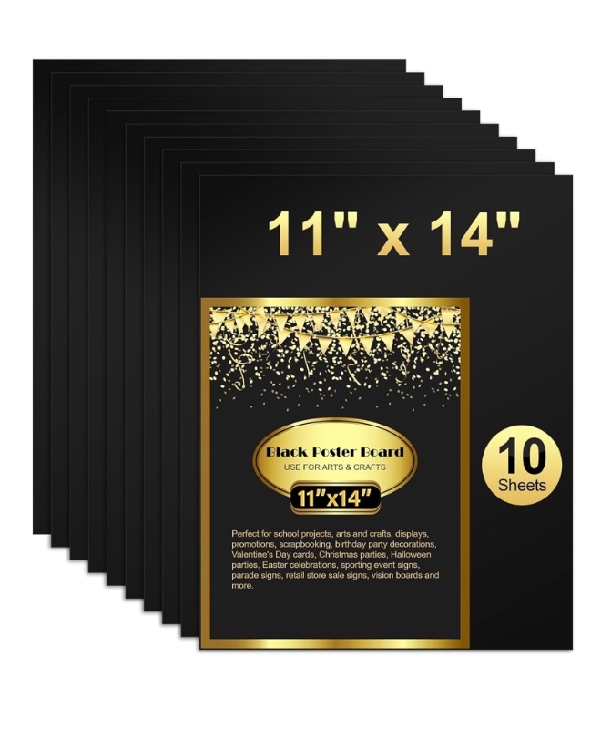 Photo 1 of 10 Pcs Black Poster Board Paper 11x14, ROOKEA Vision Boards Posterboard Bulk for School Projects Classroom Arts Craft Presentations Drawing Scrapbooking Blank Graphic Display