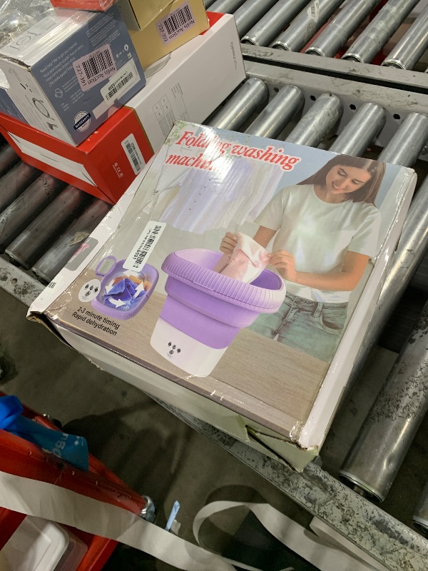Photo 1 of Portable Small Washing machine,13L Capacity Foldable Mini Washer,Ideal for Baby Clothes, Underwear & Small Items. Perfect for Apartments, Dorms, RVs & Travel (Purple)