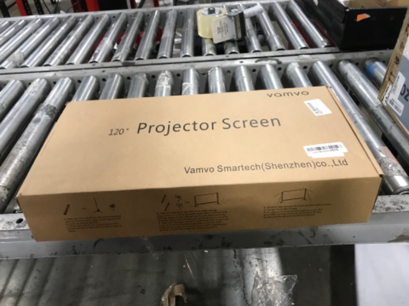 Photo 1 of Projector Screen Outdoor, Vamvo Portable Projectors Screen with Aluminum Alloy Stand 120" Foldable Screens, 10 Feet Indoor Movie Screens with Carrying Bag for Home Theater Backyard Movie Night