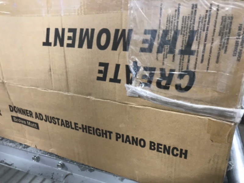 Photo 1 of Donner Adjustable Piano Bench?Solid Wood Keyboard Bench Piano Chair Seat with High-Density Sponges Cushion?Wooden Piano Stool with Metal Lifting Devices, Brown-Matt