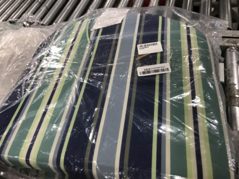 Photo 1 of Basic Beyond Outdoor Chair Cushions Set of 4, Outdoor Cushions for Patio Furniture, Water Resistant Patio Chair Cushions with 2 Ties, 17x16x2, Pinstriped Blue