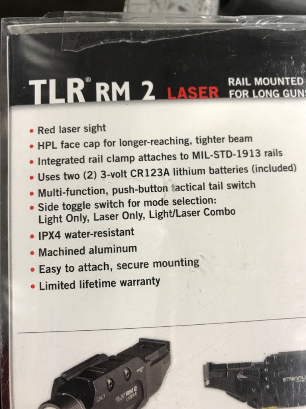 Photo 1 of Streamlight 69448 TLR RM 2 1000-Lumen Rail-Mounted Tactical Weapon Light with Integrated Red Aiming Laser, and Key Kit, Black