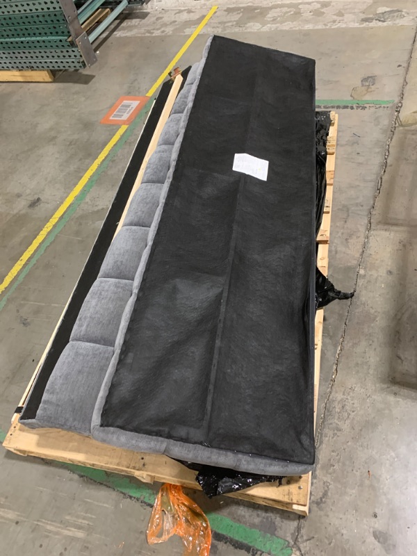 Photo 1 of DEINPPA Queen Size Cloud Bed, Chenille Upholstered Platform Bed with Cloud Soft Headboard, Grounded Upholstered Wood Base Bed Frame, Italian Style Modern Beds-Dark Grey