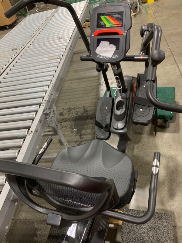 Photo 1 of Sunny Health & Fitness Elite Recumbent Cross Trainer & Elliptical Machine with Arm Exercisers for Home Arm/Leg Training, Easy Adjust Seat & Mesh Backrest, Free SunnyFit App Bluetooth Connectivity