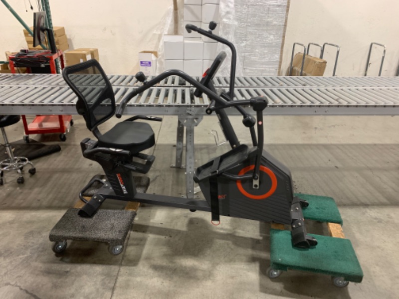 Photo 1 of Sunny Health & Fitness Elite Recumbent Cross Trainer & Elliptical Machine with Arm Exercisers for Home Arm/Leg Training, Easy Adjust Seat & Mesh Backrest, Free SunnyFit App Bluetooth Connectivity