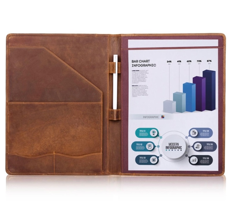 Photo 1 of Jack&Chris Leather Portfolio, A4 Document Folder Legal Pad Padfolio, Professional Writing Letter Notepad Clipboard Sleeve Organizer, Resume Folio Binder for Men&Women,JC1823