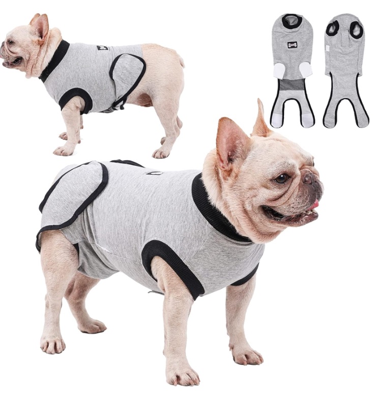 Photo 1 of Dog Recovery Suit Surgical Suit for Female Male Dogs,Dog Onesie Cone ECollar Alternatives for Recovery Dog Body Suit After Surgery Gray L

