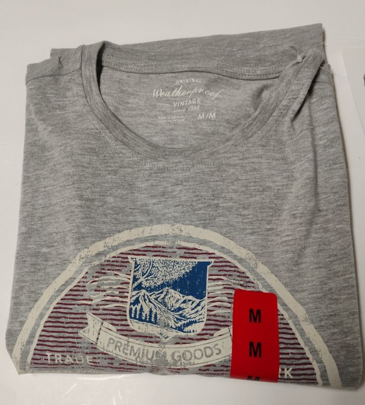 Photo 1 of Weatherproof Vintage Men's Graphic Crew Neck Short Sleeve Tee, Grey, Size M