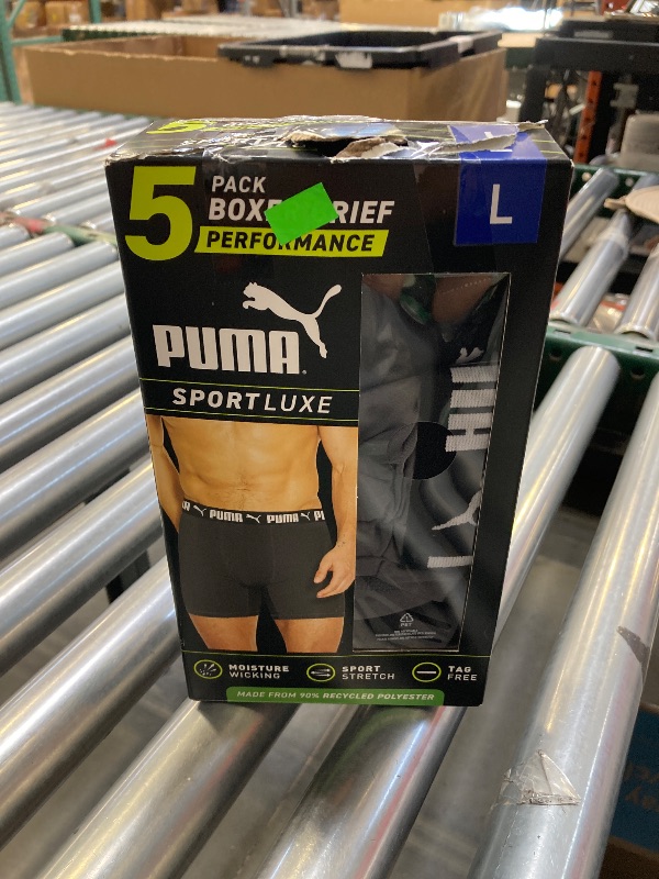 Photo 1 of Puma Men's Microfiber Boxer Brief, 5-pack (Large, Black / Grey / Blue)
