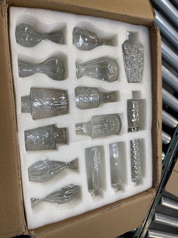 Photo 1 of 36pcs  Vases Set Small Vintage Glass Bottles Clear Bud Vases in Bulk Multiple Shape Cute Glass Vases for Rustic Wedding Centerpieces Table Decorations and Home Decor(Clear)