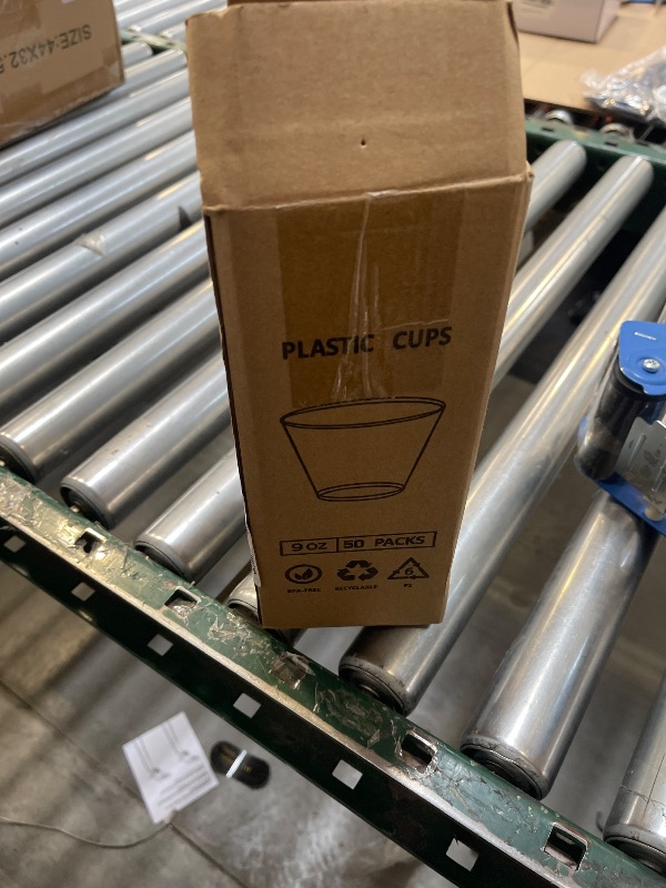 Photo 1 of RACETOP 9 oz Clear Disposable Plastic Cups 50 Pack, Clear Plastic Cups Tumblers, Heavy-duty Party Glasses, Disposable Cups