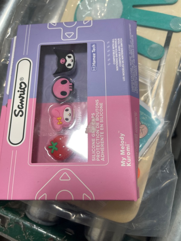 Photo 1 of Hamee Hello Kitty and Friends Thumb Grips Compatible with Nintendo Switch OLED/Switch Lite, Character Analog Soft Anti-Slip Silicone Joystick Grip Cover Caps – My Melody and Kuromi
