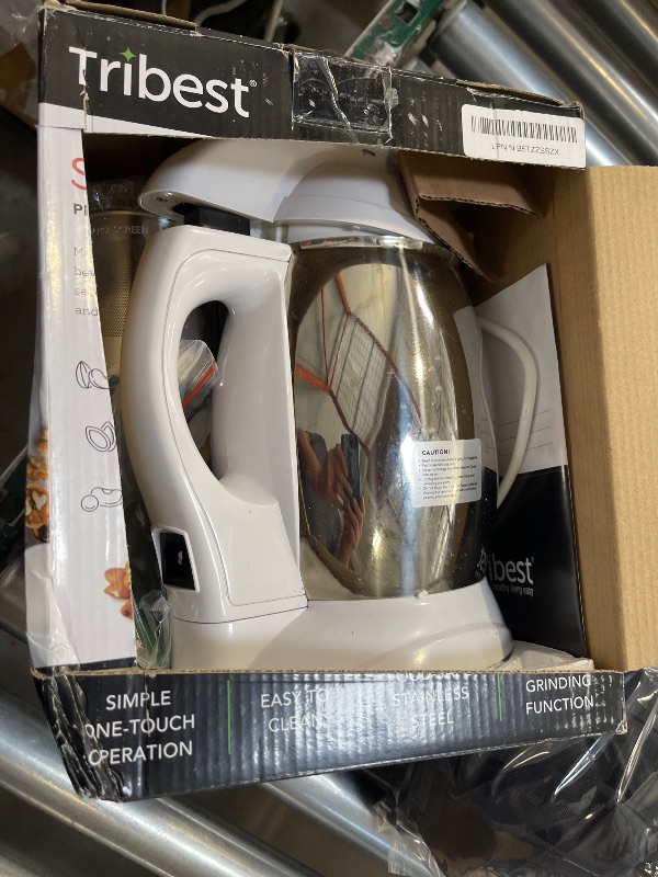Photo 1 of Tribest Soyabella SB-130 Deluxe Automatic Nut Milk Maker & Soy Milk Maker Machine, White/Stainless Steel