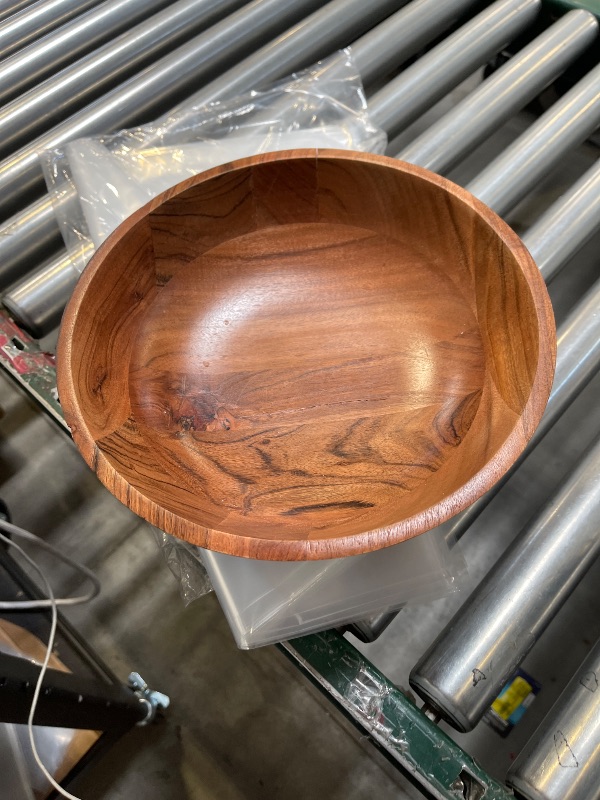 Photo 1 of Fairwood Way Wooden Fruit Bowl for Kitchen Counter, 12 Inch Natural Mango Wood Pedestal Bowl, Decorative Centerpiece for Table, Footed Bowl for Food, Fruit, Bread or Decor