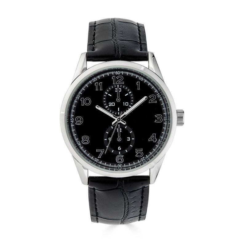 Photo 1 of George 41MM Men S Silver Tone Black Dial Easy Read Strap Black Watch
