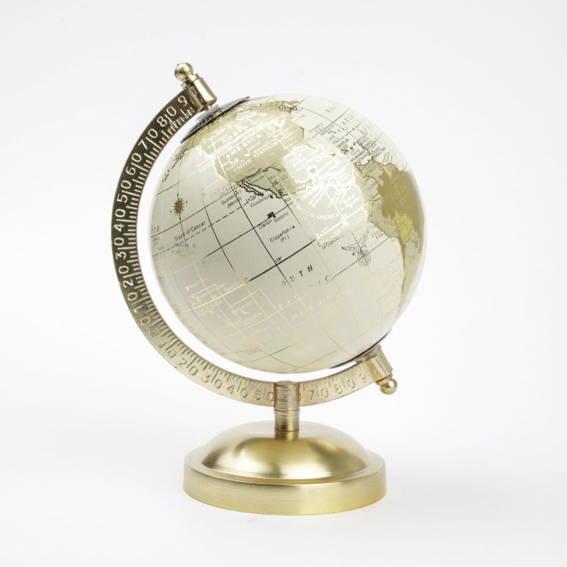 Photo 1 of Mainstays Cream and Gold 5.75 X 8 X 5 Tabletop Decorative Globe
