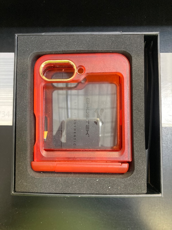 Photo 1 of Ghostek Covert Clear Galaxy Z Flip 6 Case with Built-in Kickstand and Full Hinge Protection Shockproof Protective Phone Cover Designed for 2024 Samsung Galaxy Z Flip6 (6.7") (Red)
