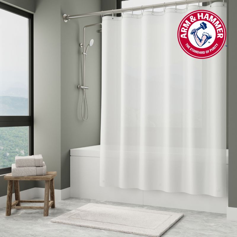 Photo 1 of Arm & Hammer Waterproof, Quick Dry Lightweight, Medium Weight PEVA Shower Liner, Light Weight, 70x72