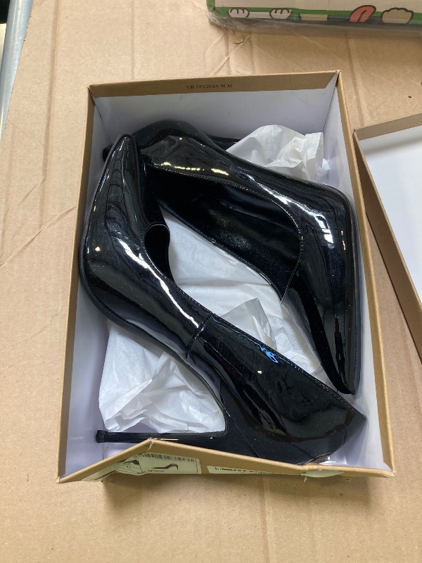Photo 1 of Elisabet Tang Women Pumps, Pointed Toe High Heel 4.7 Inch/12cm Party Prom Shoes Stiletto Wedding Heels for Bride Shoes for Women Black Pumps Size 10