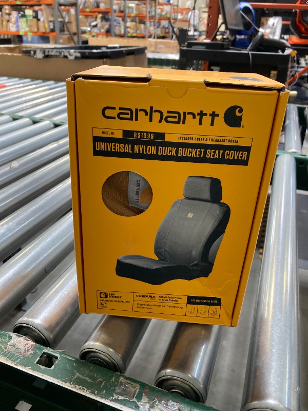 Photo 1 of Carhartt Universal Nylon Duck Canvas Fitted Bucket Seat Cover, Durable Seat Protection with Rain Defender, Single, Carhartt Brown