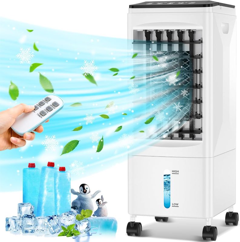 Photo 1 of Portable Air Conditioners, 2025 Upgraded 3-in-1 Portable AC with Remote Control, Fast Cooling Evaporative Air Cooler, 3 Speeds, 7H Timer, Air Conditioner for Bedroom, Office, Kitchen (Black)
