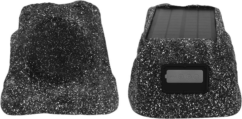 Photo 1 of Herdio 6.5" Rock Bluetooth Speakers Outdoor Waterproof IPX7 Wireless Solar Max 200 Watt, TWS Connection Powered with Rechargeable Battery for Garden Patio Deck Pool Backyard(Gray)