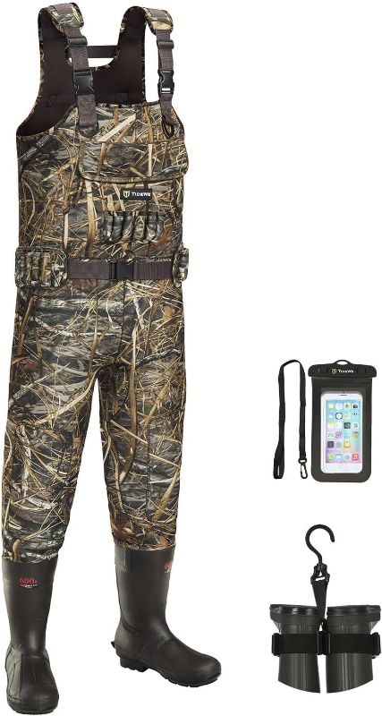 Photo 1 of TIDEWE Hunting Waders with Boot Hanger & 600G Insulation, Waterproof Cleated Neoprene Bootfoot Fishing Chest Waders Size 10/11 Boot Size 6M