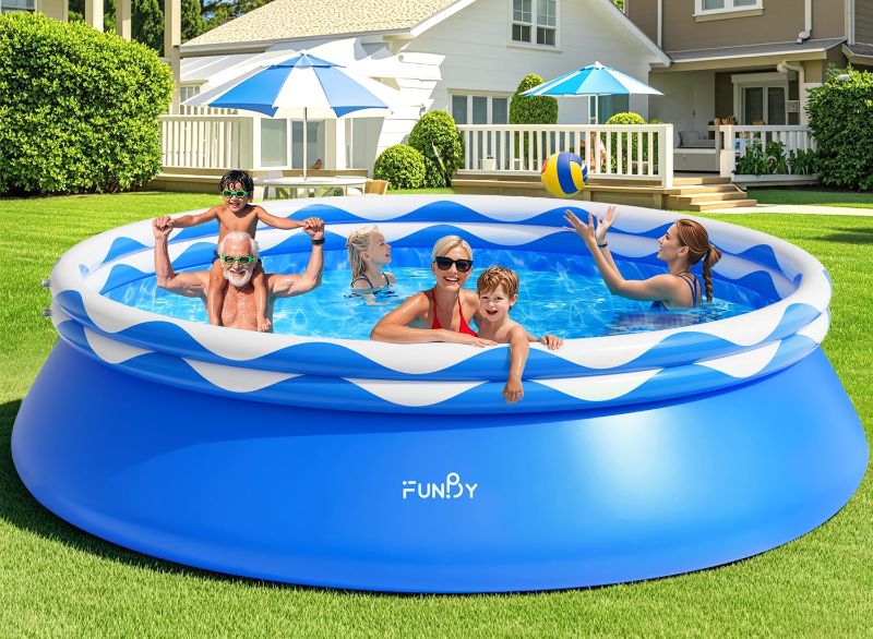 Photo 1 of Upgraded Double Rings Inflatable Above Ground Pool Easy Set,Inflatable Swimming Pool for Adults,Inflatable Top Rings Above Ground Swimming Pool,Water Ripple Print,500 Gal Capacity (8ftx25in)
