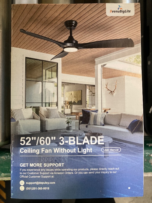 Photo 1 of Ceiling Fan Without Light 52"/60" 3-Blade