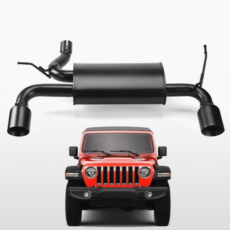 Photo 1 of Axle Back Dual Outlet Exhaust Muffler System, Fits Jeep Wrangler JK 2007-2018 - Offroad Durability - Stainless Steel, Black Finish - Deep Smooth Exhaust Tone - 2.5" Pipe, 4" Tips JK01
