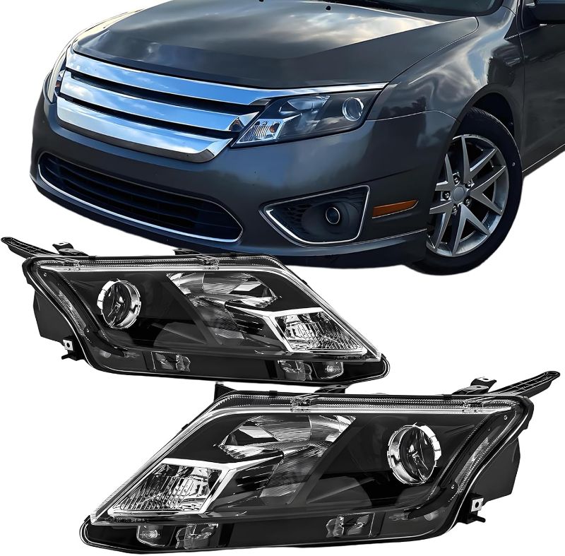 Photo 1 of Compatible With 2010 2011 2012 Ford Fusion OE Style Headlights Assembly Black Replacement Pair Passenger and Driver Side
