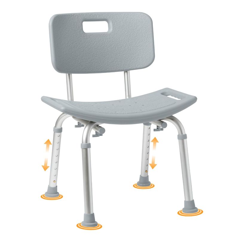 Photo 1 of Bathroom Safety Shower Tub Bench Chair with Back, Grey