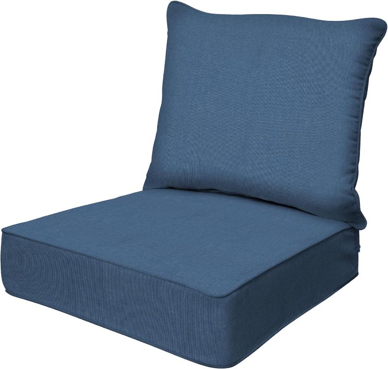 Photo 1 of Honeycomb Outdoor Deep Seat, 24 x 23, Textured Solid Pacific Blue Chair Cushion for Patio Furniture