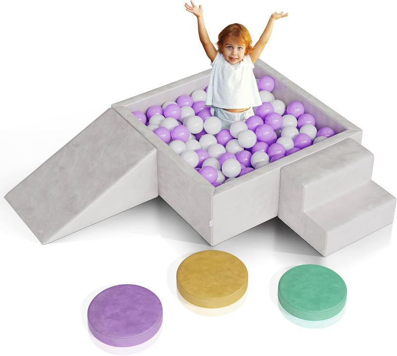 Photo 1 of Kindy Korner Luxury 6-Piece Foam Baby Climbing Blocks – Large Soft Play Set with Ball Pit, Climber Ramp, Gym Step Stones & More – Safe Indoor Crawl and Climb Foam Playset for Toddlers & Kids
