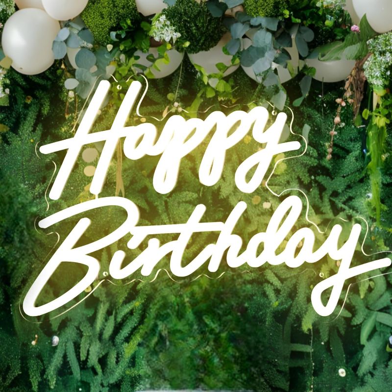 Photo 1 of Neon Signs Large Size 22.5x14inch Light Up Led Signs For Backdrop Neon Birthday Sign With Dimmer Switch For Party Decoration (Warm White) (Power By Usb)
